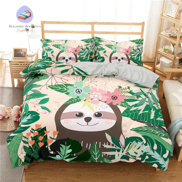 Housse de Couette Paresseux Fleur